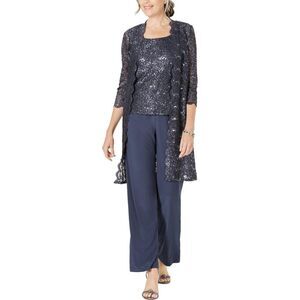 R&M RICHARDS PETITE Womens Gray Wear To Work Wide Leg Pants Petites 8P